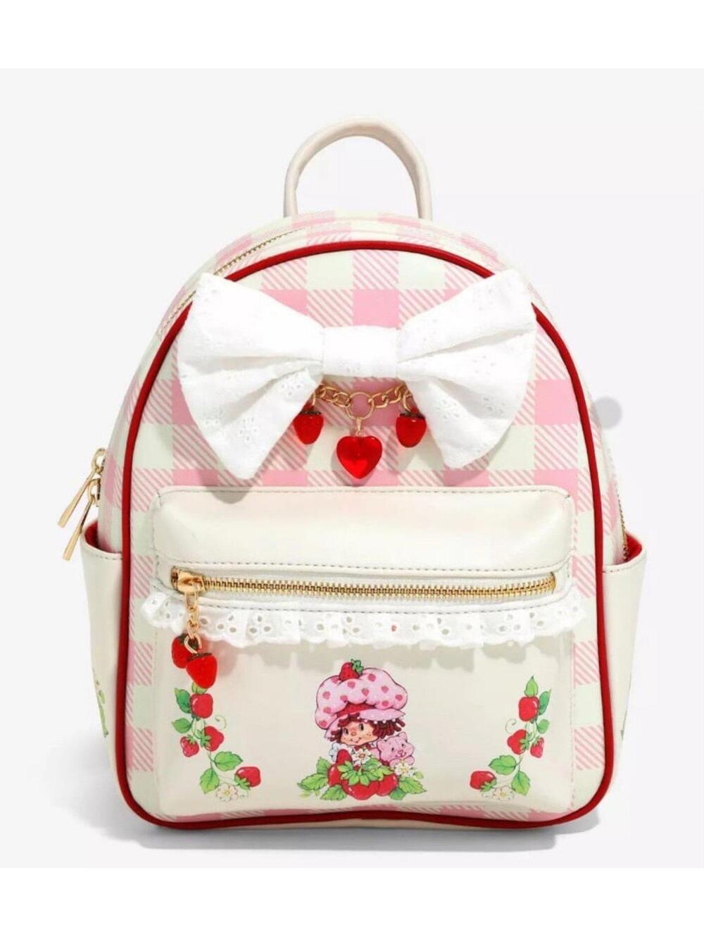 Bioworld Strawberry Shortcake Gingham Bow Mini Backpack